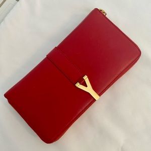 YSL Red Leather Wallet